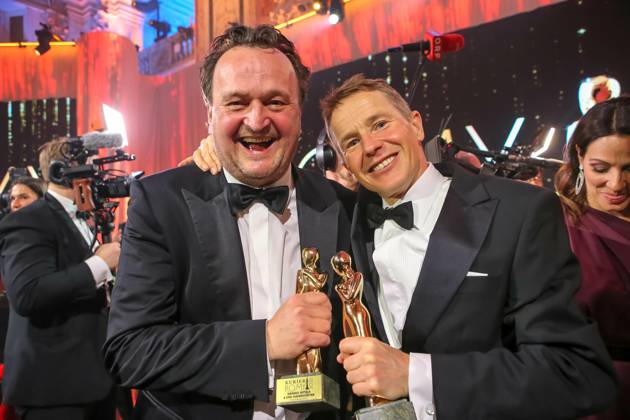 22 04 2023, Vienna Hofburg, ROMY Film u TV Prize, Gala award ceremony of the television prize of ORF u KURIER in the picture Hanno Settele, Andreas Goldberger, with d Award, ROMY Film u TV Prize