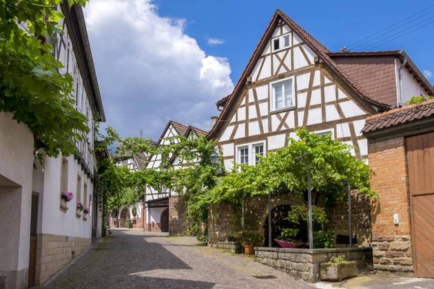 Village road at Wine village Gleiszellen, Southern Palatinate, Palatinate, Rhineland Palatinate, Germany, Europe Copyright: imageBROKER/AnnaReinert ibxann08749914.jpg