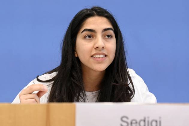 Sultana Sediqi at the Federal Press Conference on the 2022 Annual Statistics on Right-Wing and Racist Violence and on the Current Wave of Racist Mobilizations in Eastern Germany at the Haus der Bundespressekonferenz Berlin, 09 052023 Foto:xF.xKernx xFuturexImage