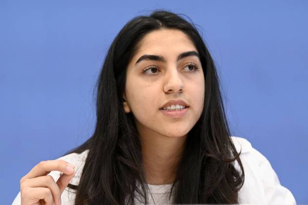 Sultana Sediqi at the Federal Press Conference on the 2022 Annual Statistics on Right-Wing and Racist Violence and on the Current Wave of Racist Mobilizations in Eastern Germany at the Haus der Bundespressekonferenz Berlin, 09 052023 Foto:xF.xKernx xFuturexImage