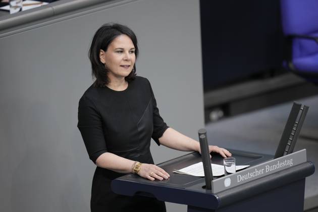 German Bundestag, 102 plenary session Foreign Minister Annalena Baerbock Gruene in portrait during her speech on the extension of the Bundeswehr mission in Mali during the 102 session of the German Bundestag,10 05 2023 Berlin, Berlin Berlin Germany