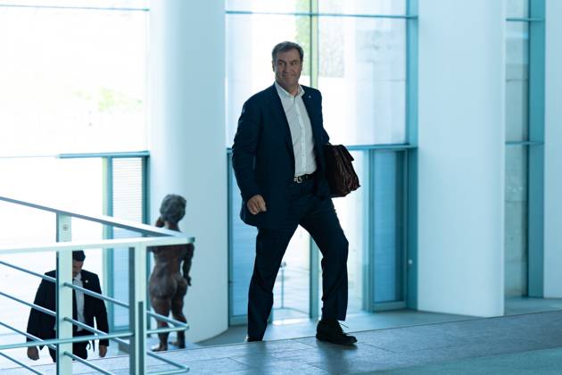 Consultations at the Chancellors Office in Berlin, Prime Minister Markus Söder, Bavaria, CSU Consultations of the Chancellor with the heads of government of the German states Berlin Berlin GER