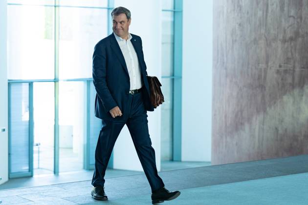 Consultations at the Chancellors Office in Berlin, Prime Minister Markus Söder, Bavaria, CSU Consultations of the Chancellor with the heads of government of the German states Berlin Berlin GER
