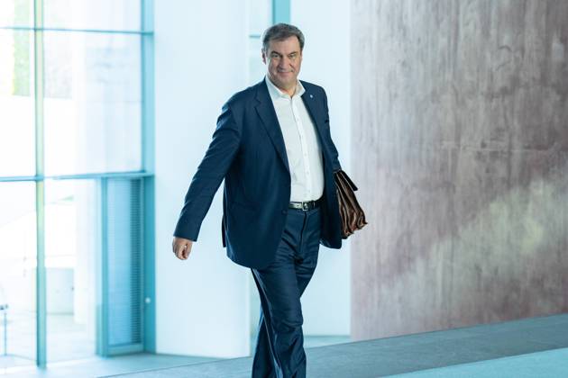 Consultations at the Chancellors Office in Berlin, Prime Minister Markus Söder, Bavaria, CSU Consultations of the Chancellor with the heads of government of the German states Berlin Berlin GER