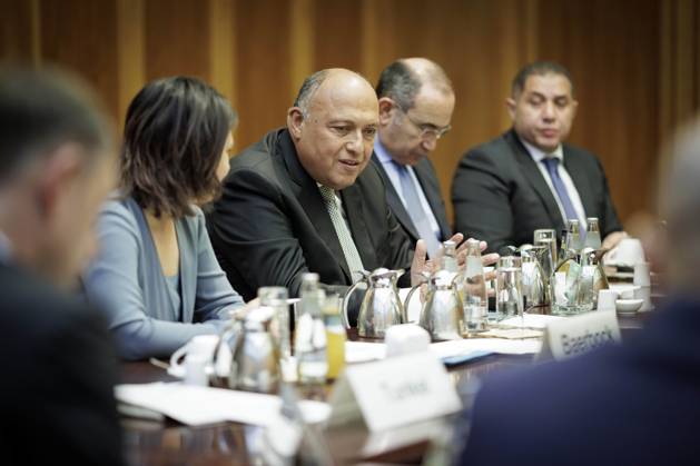 Situation in the Middle East conflict Annalena Baerbock, German Foreign Minister, invites to cloverleaf meeting in Berlin Here in the picture R L Sameh Shoukry, Foreign Minister of Egypt, and Annalena Baerbock, German Foreign Minister Berlin, 11 05 2023 Berlin Germany Copyright: xJaninexSchmitz photothek.dex
