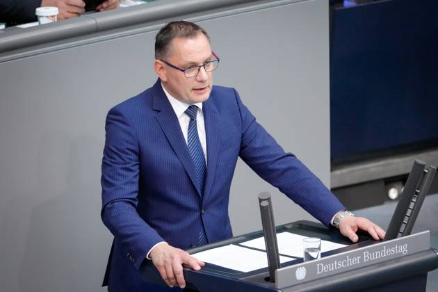 103 Bundestag session and debate in Berlin Current,11 05 2023 Berlin, Tino Chrupalla of the party AfD in portrait in plenary on the debate Academic and vocational education at the 103 session of the German Bundestag in Berlin Berlin Germany