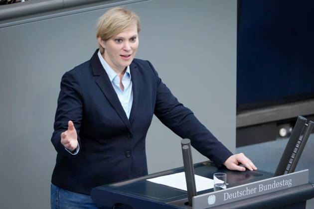 103 Bundestag session and debate in Berlin News,11 05 2023 Berlin, Nina Stahr of the party Buendnis 90 Die Gruenen in portrait during her speech on the debate Academic and vocational education at the 103 session of the German Bundestag in Berlin Berlin Germany