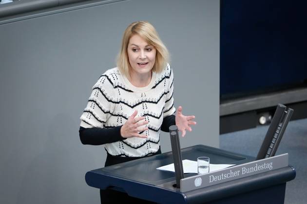 103 Bundestag session and debate in Berlin News,11 05 2023 Berlin, Nicole Gohlke of the party Die Linke in portrait during her speech on the debate Academic and vocational education at the 103 session of the German Bundestag in Berlin Berlin Germany