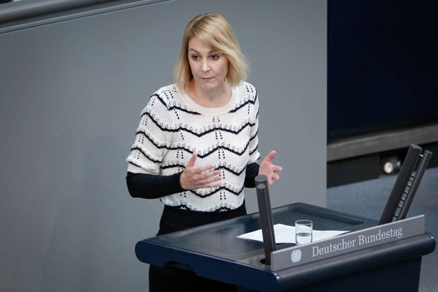 103 Bundestag session and debate in Berlin News,11 05 2023 Berlin, Nicole Gohlke of the party Die Linke in portrait during her speech on the debate Academic and vocational education at the 103 session of the German Bundestag in Berlin Berlin Germany