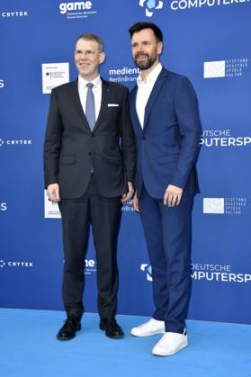 Florian Graf and Felix Falk at the German Computer Game Award 2023 ceremony at Spindler Klatt Berlin, 11 05 2023 Foto:xN.xKubelkax xFuturexImage