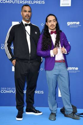 Patrice Bouedibela and Masud Akbarzadeh at the award ceremony of the German Computer Game Award 2023 at Spindler Klatt Berlin, 11 05 2023 Foto:xN.xKubelkax xFuturexImage