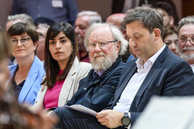 Berlin GER, Berlin, Progress needs justice Ð For 160 years ideas for tomorrow, SPD, 22 05 23, f l Saskia Christina Esken SPD, politician, Rasha Nasr, Wolfgang Thierse SPD, politician, Lars Klingbeil SPD politician one of the two federal chairmen, Progress needs justice Ð For 160 years ideas for tomorrow, SPD, 22 05 23, Copyright: xUwexKoch Eibner-Pressefotox EP_UKH