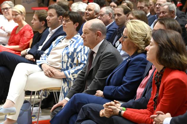 Kevin Kühnert, Lars Klingbeuil, Saskia Esken, Olaf Scholz and Svenja Schulze at the SPD anniversary event Progress Needs Justice For 160 Years Ideas for Tomorrow at Willy Brandt Haus Berlin, 23 05 2023 Foto:xF.xKernx xFuturexImage