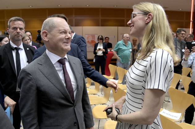 Olaf Scholz and Natalie Pawlik at the SPD anniversary event Progress Needs Justice For 160 Years Ideas for Tomorrow at the Willy Brandt Haus Berlin, 23 05 2023 Foto:xF.xKernx xFuturexImage