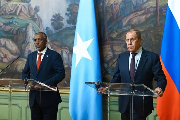 Russian Foreign Minister Sergey Lavrov meets with the Minister of Foreign Affairs and International Cooperation of the Federal Republic of Somalia, Absher Omar Jammeh, in Moscow Russian Foreign Minister Sergey Lavrov meets with the Minister of Foreign Affairs and International Cooperation of the Federal Republic of Somalia, Absher Omar Jammeh, in Moscow, on May 26, 2023. Photo by Russian Foreign Ministry s official APAimages Russia Russia Russian Federation 260523_RUSSIA_RFMO_00 (4) Copyright: xapaimagesxRussianxForeignxMinistry sxofficialx xapaimagesx