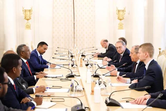 Russian Foreign Minister Sergey Lavrov meets with the Minister of Foreign Affairs and International Cooperation of the Federal Republic of Somalia, Absher Omar Jammeh, in Moscow Russian Foreign Minister Sergey Lavrov meets with the Minister of Foreign Affairs and International Cooperation of the Federal Republic of Somalia, Absher Omar Jammeh, in Moscow, on May 26, 2023. Photo by Russian Foreign Ministry s official APAimages Russia Russia Russian Federation 260523_RUSSIA_RFMO_00 (5) Copyright: xapaimagesxRussianxForeignxMinistry sxofficialx xapaimagesx