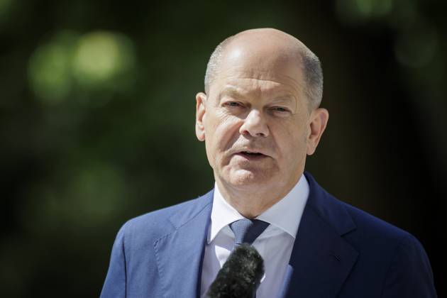 Olaf Scholz SPD , German Chancellor, recorded during a press statement after the Alliance for Transformation meeting in Berlin, 02 06 2023 Berlin Germany Copyright: xKiraxHofmann photothek.dex