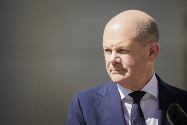 Olaf Scholz SPD , German Chancellor, recorded during a press statement after the Alliance for Transformation meeting in Berlin, 02 06 2023 Berlin Germany Copyright: xKiraxHofmann photothek.dex