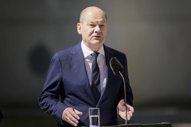 Olaf Scholz SPD , German Chancellor, recorded during a press statement after the Alliance for Transformation meeting in Berlin, 02 06 2023 Berlin Germany Copyright: xKiraxHofmann photothek.dex