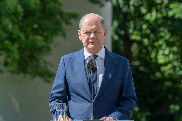 Chancellor Olaf Scholz Meeting of the Alliance for Transformation at the Federal Chancellery with Chancellor Olaf Scholz, Yasmin Fahimi, Chairwoman, German Trade Union Federation (DGB), Jörg Dittrich, President of the German Nature Conservation Ring, Kai Niebert, President of the German Energy and Water Industries Association, Marie Luise Wolff Berlin Berlin GER