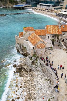 Old town with city beach, Budva, Adriatic coast, Montenegro mcpins mcpins