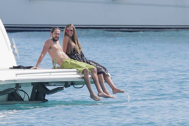 Heidi Klum And Tom Kaulitz On Board A Yacht - Cannes NO WEB NO APPS IN FRANCE UNTIL JUNE 3 - Heidi Klum and her companion Tom Kaulitz enjoy a sunny day on a yacht at Lerins Islands during the 71st Cannes Film Festival. May 19, 2018. Photo by ABACAPRESS.COM Cannes France  Copyright: xABACAx 637720_081 ABACAx 637720_081