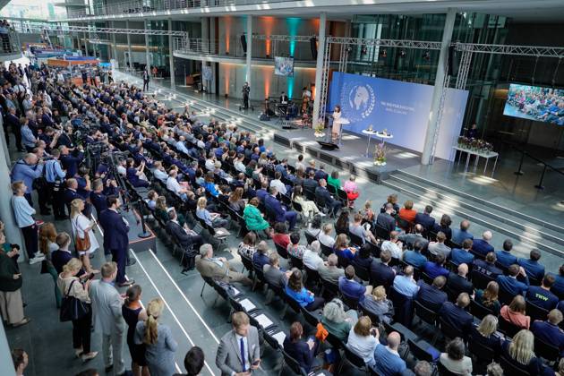 Ceremony for the Day of Peacekeeping 2023 in the Bundestag Impressions at the welcome of Aydan Oezoguz, MdB, Vice President of the German Bundestag to the ceremony for the Day of Peacekeeping for the honor of German personnel in international peace operations in the Paul Loebe House of the Bundestag, Berlin , 22 06 2023 Berlin Berlin Germany