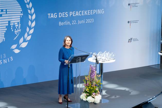 Peacekeeping Day at the Bundestag, Foreign Minister Baerbock Peacekeeping Day at the Bundestag, Paul Löbe Haus, 22 6 2023, Foreign Minister Baerbock Berlin Berlin GER