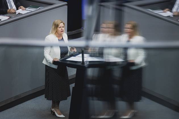 Nancy Faeser SPD , Federal Minister of the Interior and Home Affairs, recorded during the debate in the German Bundestag on skilled worker immigration Berlin, 23 06 2023 Berlin Germany Copyright: xFlorianxGaertnerx
