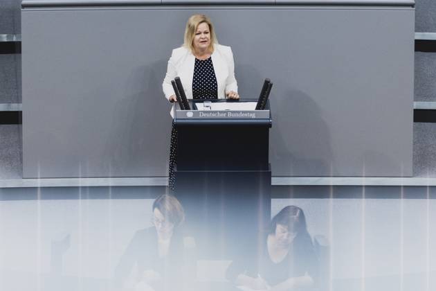 Nancy Faeser SPD , Federal Minister of the Interior and Home Affairs, recorded during the debate in the German Bundestag on skilled worker immigration Berlin, 23 06 2023 Berlin Germany Copyright: xFlorianxGaertnerx