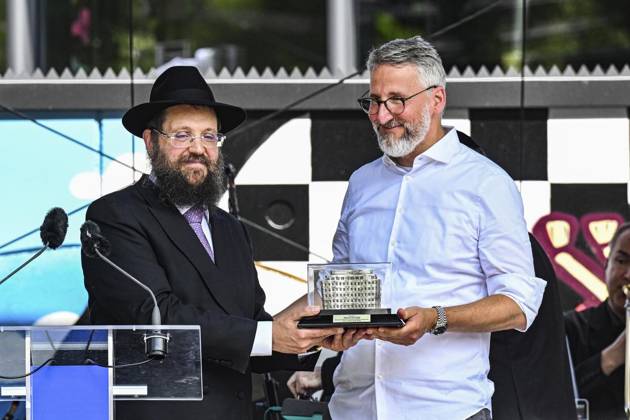 <p>Eröffnungsfeier Pears Jüdischer Campus (PJC) Mit Berlins Regierendem Bürgermeister Kai Wegner, dem israelischen Botschafter Ron Prosor, dem Präsidenten des Zentralrates der Juden und Kuratoriumsmitglied der Stiftung Jüdischer Campus, Josef Schuster., fotografiert am 25. Juni 2023 in Berlin. Deutschland Berlin Berlin Copyright: MaurizioxGambarini