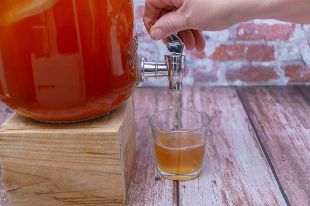 opening the tap of a bottle of fermented kombucha tea woman s hand opening the tap of a bottle of home-made fermented kombucha tea Copyright: xZoonar.com josexhernandezxantonax 19649663