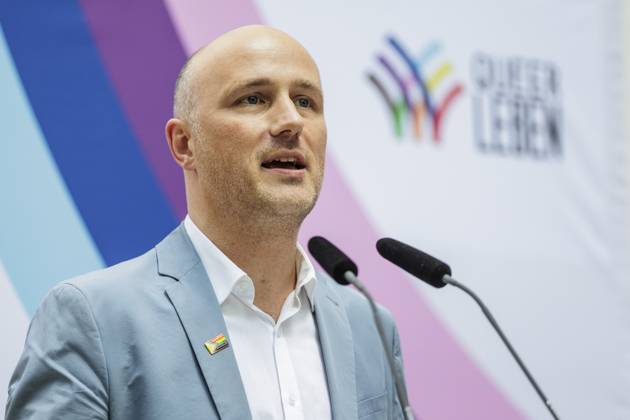 Sven Lehmann, Queer Commissioner of the Federal Government, recorded during the CSD reception at the BMFSFJ in Berlin, 28 06 2023 Berlin Germany Copyright: xKiraxHofmannx