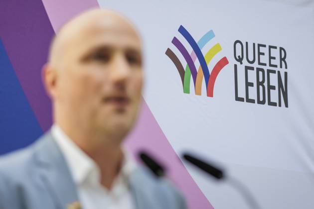 Sven Lehmann, Queer Commissioner of the Federal Government, recorded during the CSD reception at the BMFSFJ in Berlin, 28 06 2023 Berlin Germany Copyright: xKiraxHofmannx