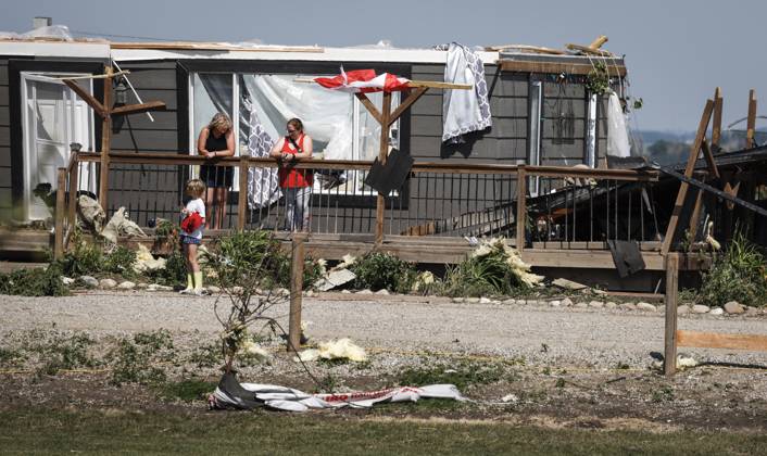 July 1, 2023, Carstairs, AB, CANADA: A tornado damaged home is seen near Carstairs, Alta., Saturday, July 1, 2023. No injuries were reported. Carstairs CANADA  - ZUMAc35_ 20230701_zaf_c35_133 Copyright: xJeffxMcintoshx