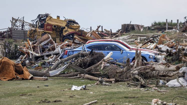 July 1, 2023, Carstairs, AB, CANADA: Vehicles sit amidst a tornado damaged home near Carstairs, Alta., Saturday, July 1, 2023. No injuries were reported. Carstairs CANADA  - ZUMAc35_ 20230701_zaf_c35_138 Copyright: xJeffxMcintoshx