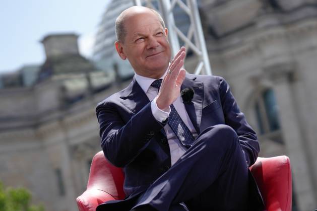 ARD summer interview with Chancellor Scholz Chancellor Olaf Scholz in portrait with hand gesture at ARD report from Berlin and summer interview 2023, Berlin, 02 07 2023 Berlin Berlin Germany