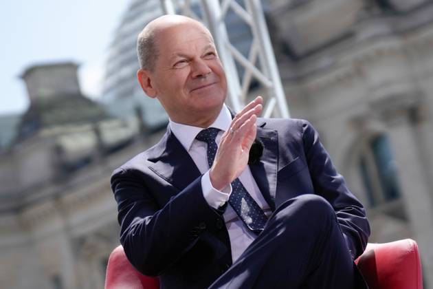 ARD summer interview with Chancellor Scholz Chancellor Olaf Scholz in portrait with hand gesture at ARD report from Berlin and summer interview 2023, Berlin, 02 07 2023 Berlin Berlin Germany