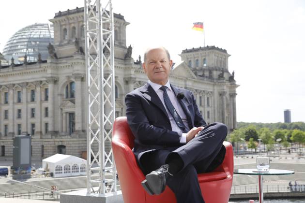 Germany, Berlin, ARD summer interview with Chancellor Olaf Scholz