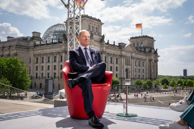 Federal Chancellor Olaf Scholz in the summer interview ARD Federal Chancellor Olaf Scholz in the portrait at the ARD report from Berlin and summer interview 2023, Berlin , 02 07 2023 Berlin Berlin Germany