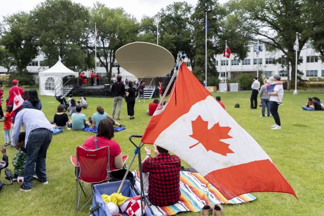 Edmonton, Canada July 1, 2023 - Celebration of Canada Day in Edmonton. Canada Day is a holiday commemorating the formation of Canada FETE NATIONALE DU CANADA, PROVINCE D ALBERTA, CELEBRATION, FESTIVITES, FETE, AMERIQUE DU NORD, DRAPEAU CANADIEN, DRAPEAU DU CANADA  Copyright: xVincentxIsorex