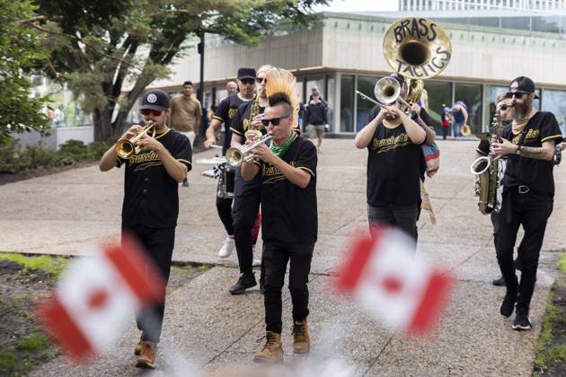 Edmonton, Canada July 1, 2023 - Celebration of Canada Day in Edmonton. Canada Day is a holiday commemorating the formation of Canada FETE NATIONALE DU CANADA, PROVINCE D ALBERTA, CELEBRATION, FESTIVITES, FETE, AMERIQUE DU NORD, DRAPEAU CANADIEN, DRAPEAU DU CANADA  Copyright: xVincentxIsorex