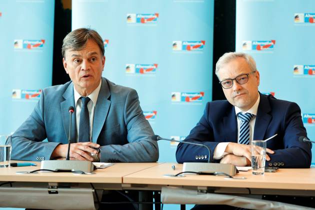 First Parliamentary Secretary of the AfD parliamentary group in the German Bundestag, Bernd Baumann, Marc Bernhard, AfD, Germany, Berlin, Reichstag, AfD sitzungswöchentlichen Pressegespräch, Germany, Berlin, Reichstag, AfD sitzungswöchentlichen Pressegespräch