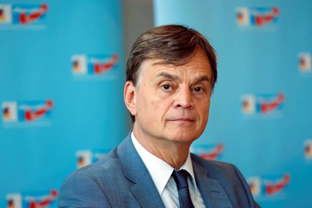 First Parliamentary Secretary of the AfD parliamentary group in the German Bundestag, Bernd Baumann, Germany, Berlin, Reichstag, AfD session weekly press briefing