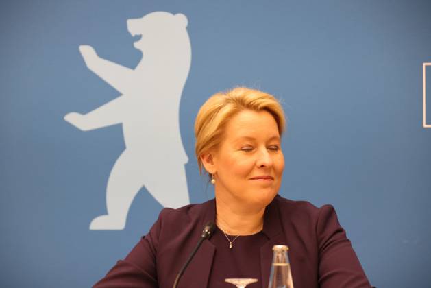 Senate Press Conference Berlin Giffey 04072023, Germany, Berlin, Senate, Senate Press Conference, with Economics Senator Franziska Giffey, Labor Minister Cansel Kizilteppe, both SPD and the new government spokeswoman Christine Richter Berlin Berlin Germany