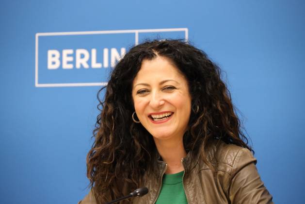 Senate Press Conference Berlin Giffey 04072023, Germany, Berlin, Senate, Senate Press Conference, with Economics Senator Franziska Giffey, Labor Minister Cansel Kizilteppe, both SPD and the new government spokeswoman Christine Richter Berlin Berlin Germany