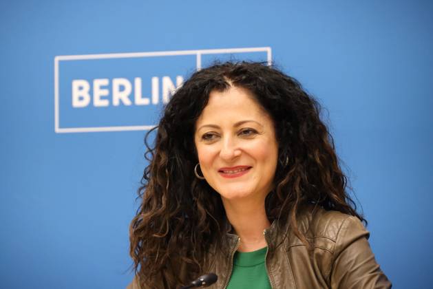 Senate Press Conference Berlin Giffey 04072023, Germany, Berlin, Senate, Senate Press Conference, with Economics Senator Franziska Giffey, Labor Minister Cansel Kizilteppe, both SPD and the new government spokeswoman Christine Richter Berlin Berlin Germany
