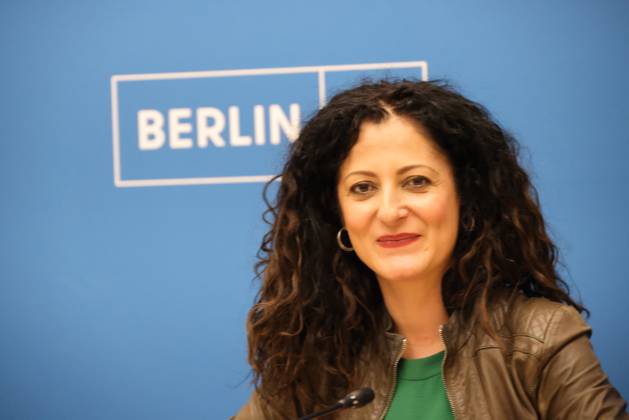 Senate Press Conference Berlin Giffey 04072023, Germany, Berlin, Senate, Senate Press Conference, with Economics Senator Franziska Giffey, Labor Minister Cansel Kizilteppe, both SPD and the new government spokeswoman Christine Richter Berlin Berlin Germany