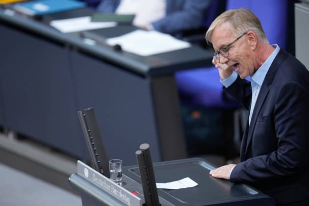 German Bundestag, 116 plenary session Dr Dietmar Bartsch Left in portrait during his speech on the decision of the Federal Constitutional Court on the building energy law at the 116 session of the German Bundestag in Berlin, 07 07 2023 Berlin Berlin Germany