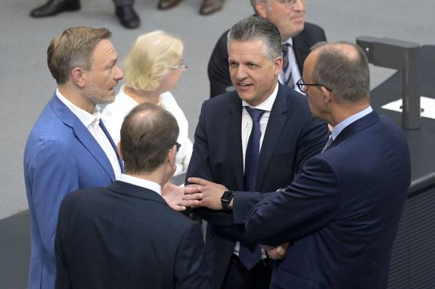 Christian Lindner, Alexander Dobrindt, Thorsten Frei and Friedrich Merz at the 116 session of the German Bundestag in the Reichstag building Berlin, 07 07 2023 Foto:xF.xKernx xFuturexImage